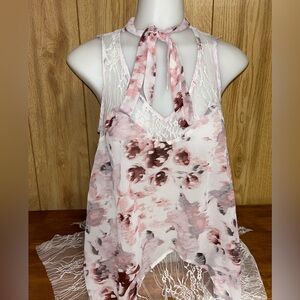 Skylar + Jade Petal Ivory Lace Tank Blouse Size S